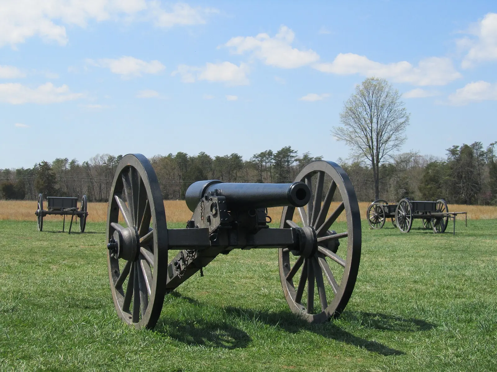 Civil War cannons on the fields of Manassas National Battlefield Park.
