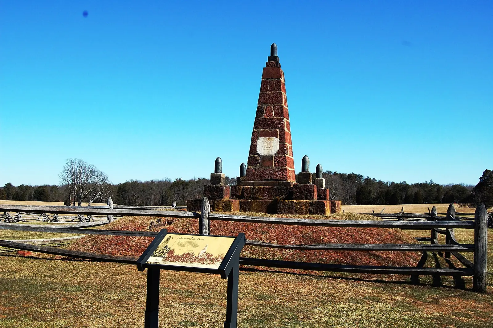 The 1865 monument to Union soldiers on Henry Hill at Manassas National Battlefield Park, where the park holds its Memorial Day ceremonies.