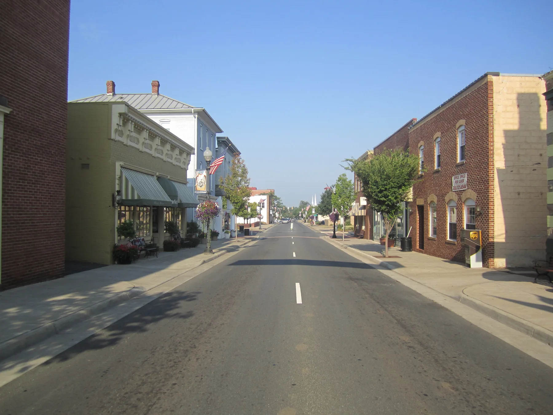 Shops along Center Street in Historic Downtown Manassas, where children trick-or-treat at Haunted Happenings.