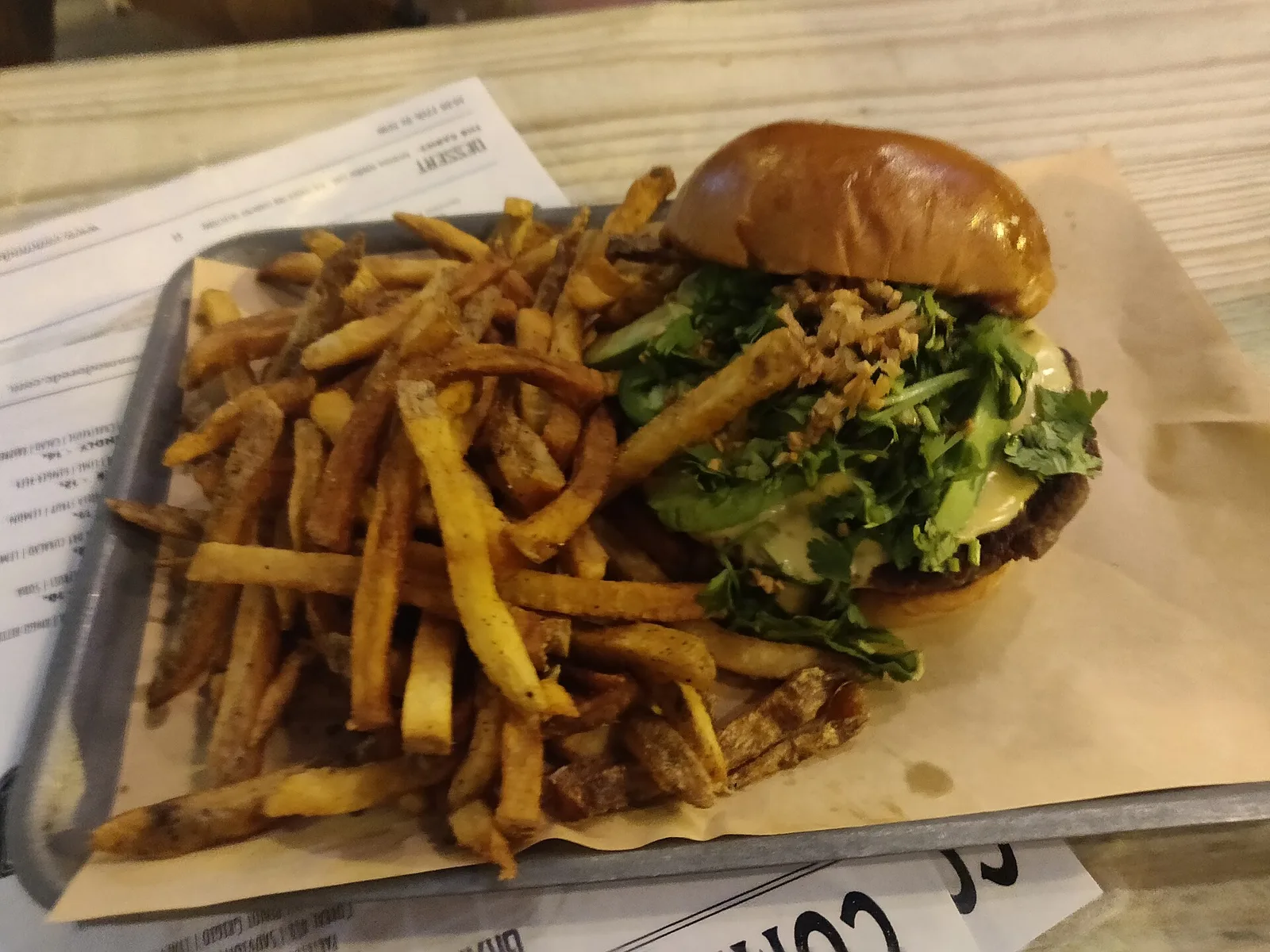 A cheeseburger with fries. The photo was not taken at any restaurant on this list.